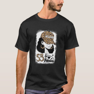Vrouwen 53 jaar oud Fabulous Messy Bun Afro Leopar T-shirt