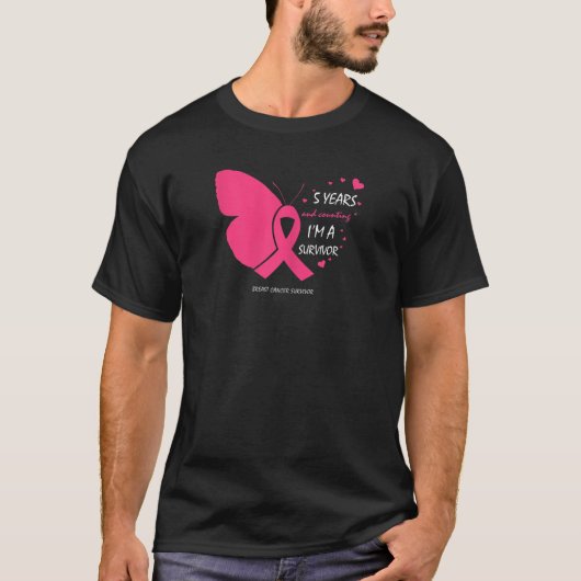 Vrouwen 5 jaar borstkankervrije vetjes t-shirt (Voorkant)