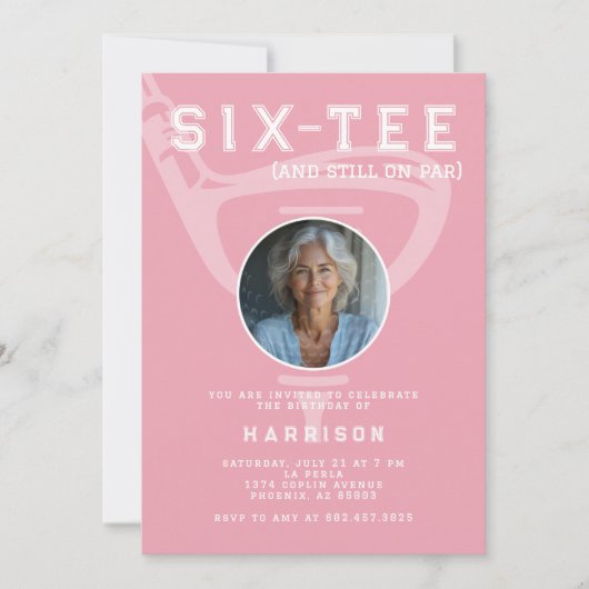 Vrouwen 60ste verjaardag Party Foto Modern Golf Pi Kaart (Voorkant)