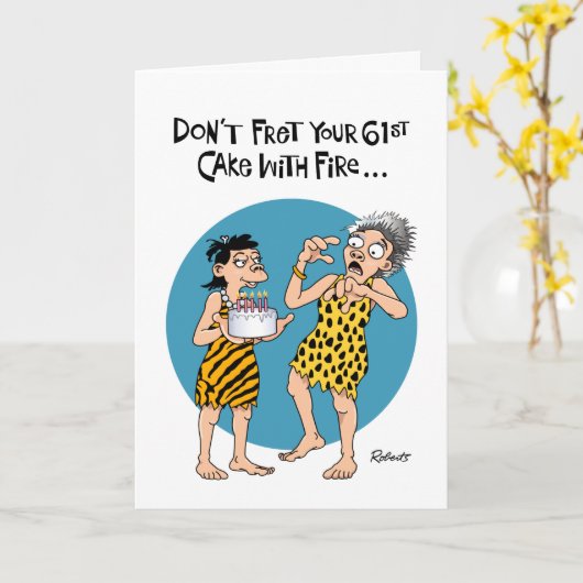 Vrouwen 61ste verjaardag kaart (Gele Bloem)