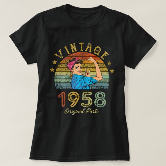 Vrouwen 65 jaar Geweldige sinds 1958 65th Birthda T-shirt (Design voorkant)