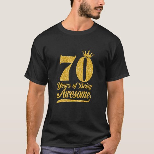 Vrouwen 70 jaar Geweldige 70e verjaardag goud T-shirt (Voorkant)