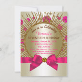 Vrouwen 70e verjaardag Party Fuchsia Gold Kaart (Achterkant)