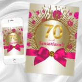 Vrouwen 70e verjaardag Party Fuchsia Gold Kaart