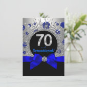 Vrouwen 70e verjaardag Royal Blue en Silver Kaart (Staand voorkant)