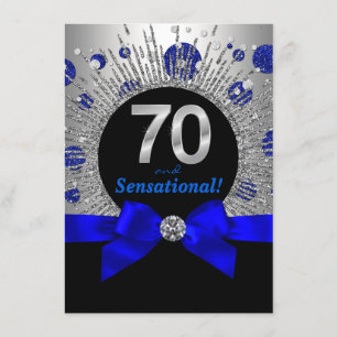 Vrouwen 70e verjaardag Royal Blue en Silver Kaart