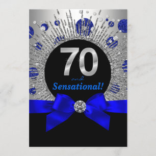 Vrouwen 70e verjaardag Royal Blue en Silver Kaart