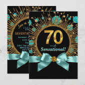 Vrouwen 70ste verjaardagsfeest Blauwgroen blauw en Kaart (Voorkant / Achterkant)
