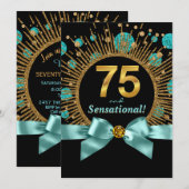 Vrouwen 70ste verjaardagsfeest Blauwgroen blauw en Kaart (Voorkant / Achterkant)