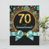 Vrouwen 70ste verjaardagsfeest Blauwgroen Blauw Go Kaart (Staand voorkant)