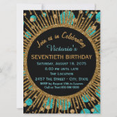 Vrouwen 70ste verjaardagsfeest Blauwgroen Blauw Go Kaart (Achterkant)