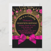 Vrouwen 70ste verjaardagsfeest Fuchsia en goud Kaart (Achterkant)