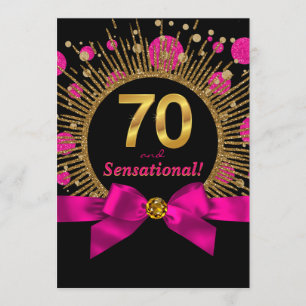 Vrouwen 70ste verjaardagsfeest Fuchsia en goud Kaart