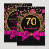 Vrouwen 70ste verjaardagsfeest Hot Pink en Gold Kaart (Voorkant / Achterkant)