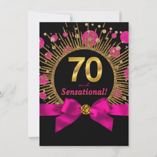 Vrouwen 70ste verjaardagsfeest Hot Pink en Gold Kaart (Voorkant)
