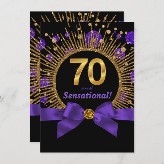 Vrouwen 70ste verjaardagsfeest Paarse en gouden Kaart