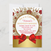 Vrouwen 70ste verjaardagsfeest rood en goud kaart (Achterkant)