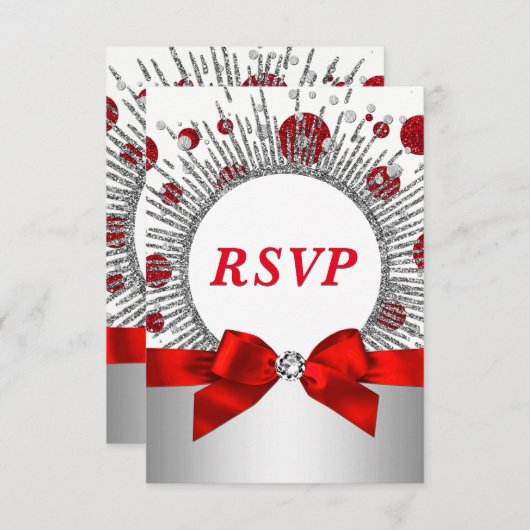 Vrouwen 70ste verjaardagsfeest RSVP Red Silver (Voorkant / Achterkant)