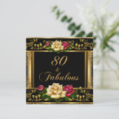 Vrouwen 80e verjaardag Roos Gold  Kaart (Staand voorkant)