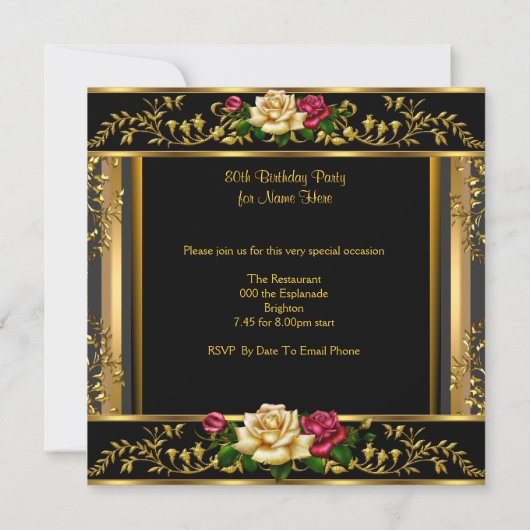 Vrouwen 80e verjaardag Roos Gold  Kaart