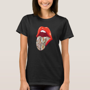 Vrouwen 80s 90s Snake Print Kiss Mond Lippen T-shirt