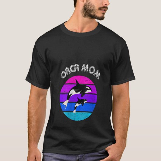 Vrouwen 80s Orka Moeder Retro Zonsondergang V Hal T-shirt (Voorkant)