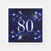 Vrouwen 80ste verjaardag Blauw Zwart Sparkly Diamo Servetten (Voorkant)