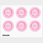 Vrouwen 80ste verjaardag Mooie Roze Swirly Ronde Sticker (Vel)