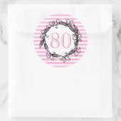 Vrouwen 80ste verjaardag Roze Wit Zwart Swirly Ronde Sticker (Tas)