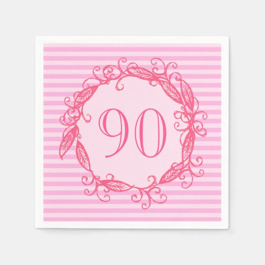 Vrouwen 90ste verjaardag Mooie Roze Swirly Servet (Voorkant)
