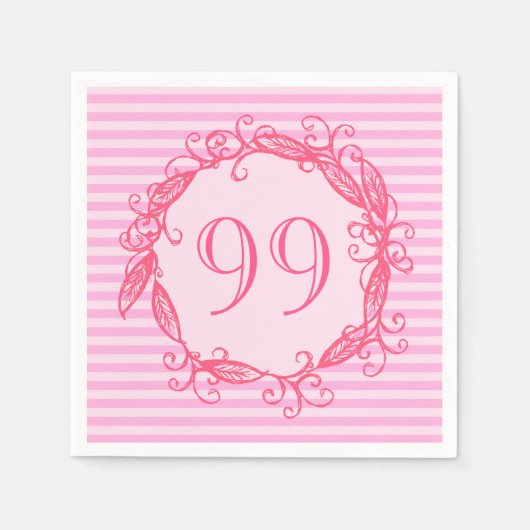 Vrouwen 99e verjaardag Mooie roze swirly Servet (Voorkant)