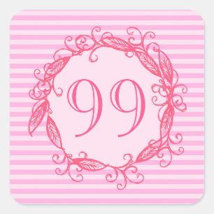 Vrouwen 99e verjaardag Mooie roze swirly Vierkante Sticker
