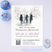 Vrouwen aanbidden kerk retraite roze bomen flyer (Enkel)