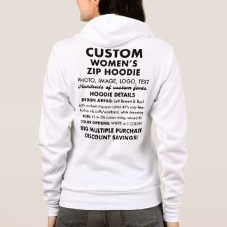 Vrouwen Aangepaste Gepersonaliseerde Full Zip Hood Hoodie