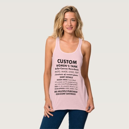 Vrouwen Aangepaste Gepersonaliseerde Zachte Roze T Tanktop (Volledige Voorkant)