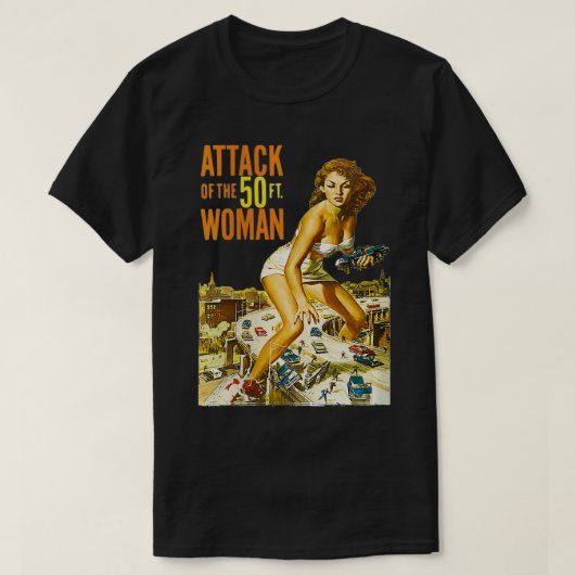Vrouwen aanval van de 50 voet vrouw VNeck T-shirt (Design voorkant)