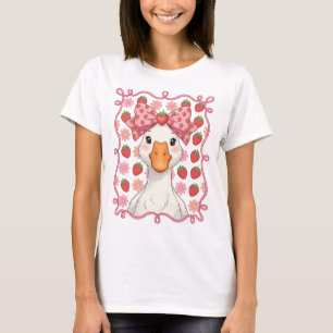 Vrouwen Aardbei Gans Zomer Boog T-shirt
