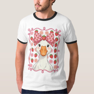 Vrouwen Aardbei Gans Zomer Strik T-shirt
