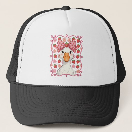 Vrouwen Aardbei Gans Zomer Strik Trucker Pet (Voorkant)