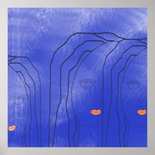 Vrouwen abstract gezichten kunst poster (Voorkant)