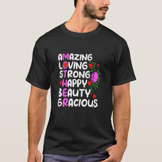Vrouwen acrostichon Moeder Geweldig Liefhebbend St T-shirt (Voorkant)
