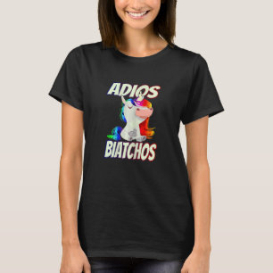 Vrouwen Adios Biatchos Middelvinger Eenhoorn T-shirt