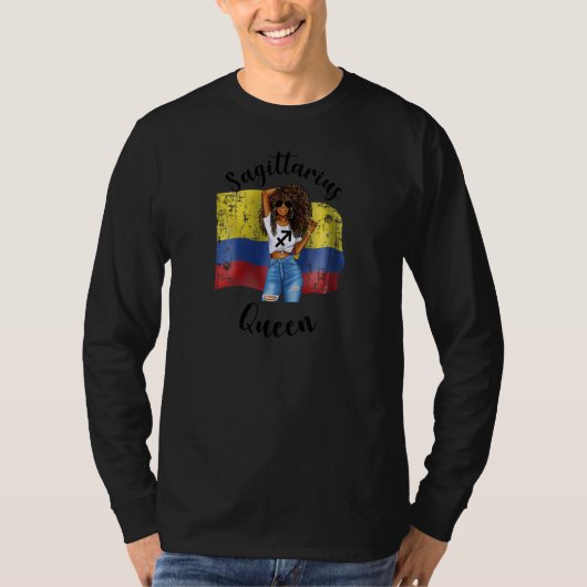 Vrouwen Afro Colombiaanse Boogschutter Koningin Af T-shirt (Voorkant)