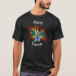 Vrouwen Afro Pisces Queen uit Grenada Zodiab Birth T-shirt