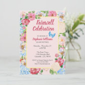 Vrouwen Afscheid pensioen Floral Kleurrijke Border Kaart (Staand voorkant)