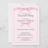 Vrouwen Afscheid Roze Bow Bloemen Border Party Kaart (Voorkant)