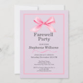 Vrouwen Afscheidsfeest Modern Elegant Pink Bow Kaart (Voorkant)