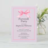 Vrouwen Afscheidsfeest Modern Elegant Pink Bow Kaart (Staand voorkant)