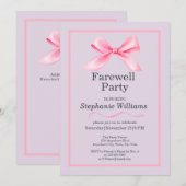 Vrouwen Afscheidsfeest Modern Elegant Pink Bow Kaart (Voorkant / Achterkant)