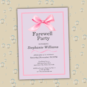 Vrouwen Afscheidsfeest Modern Elegant Pink Bow Kaart